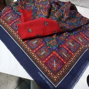 ROBERTO CAPUCCI FRINGE FINISH  PARSELEY PRINTS SHAWL